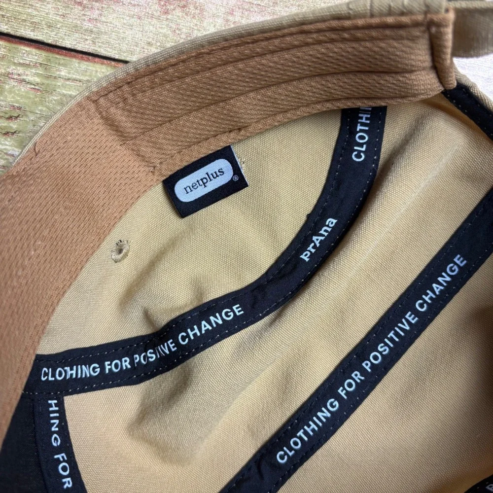 prAna 5-Panel Cap NWT Khaki Tan Adjustable Webbing Strap Hiking Hat